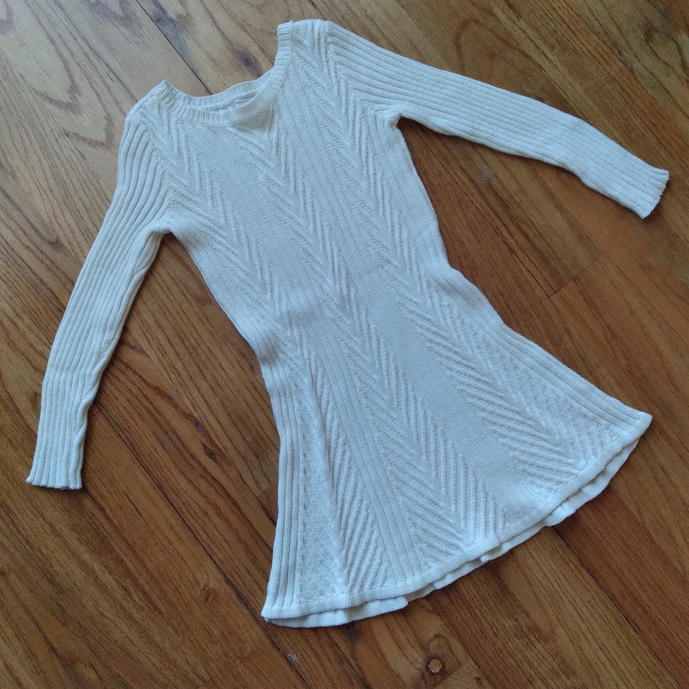 #701 Crazy 8 Girls White Sweater Dress Cable Knit - Picture 13 of 14